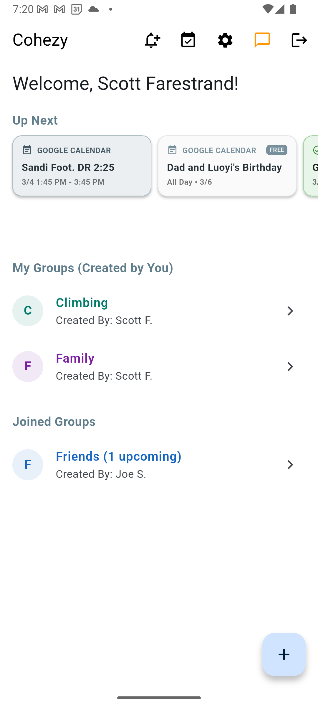 Select your group